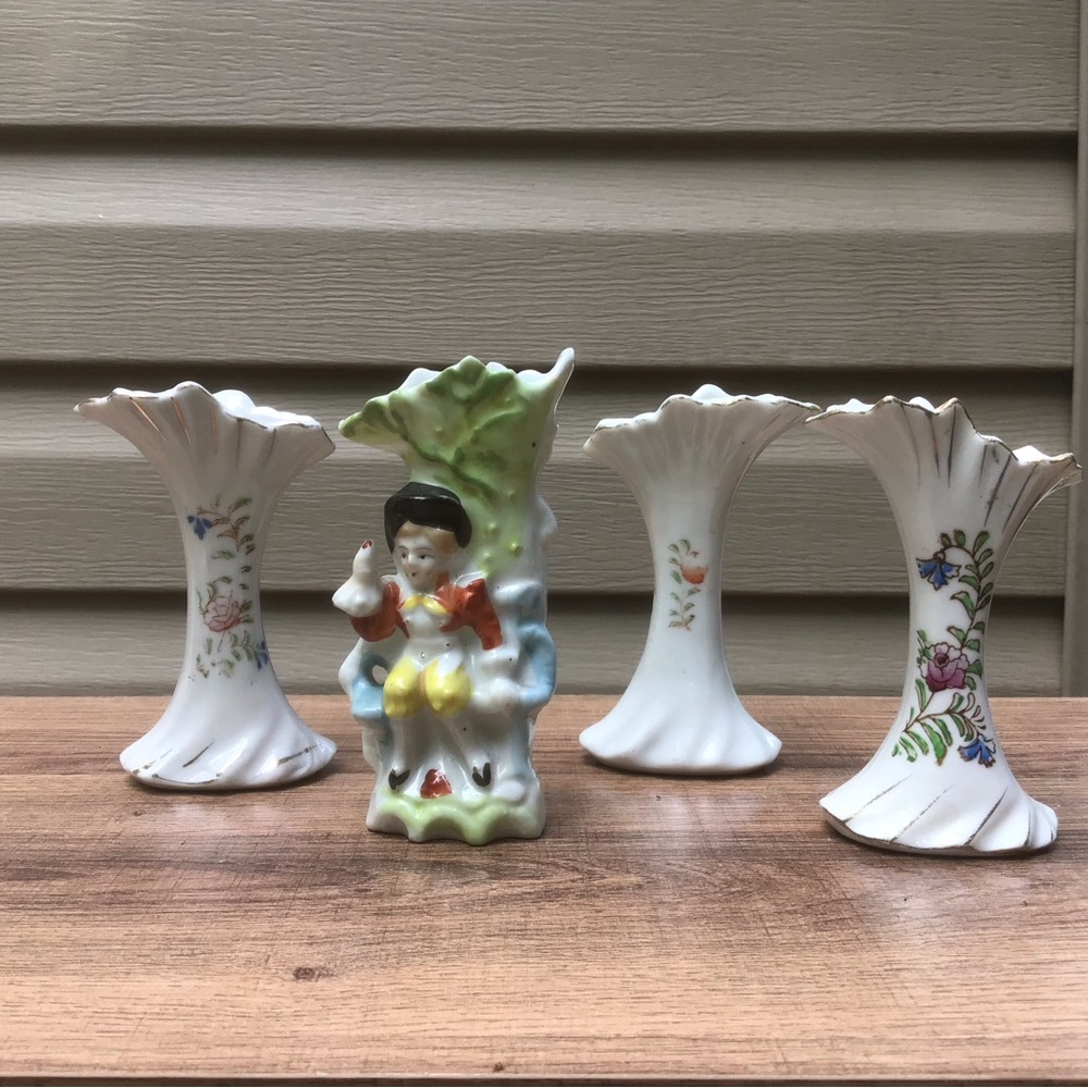 (4) Vintage Ceramic/ Porcelain Small Vases, All Pre 1960